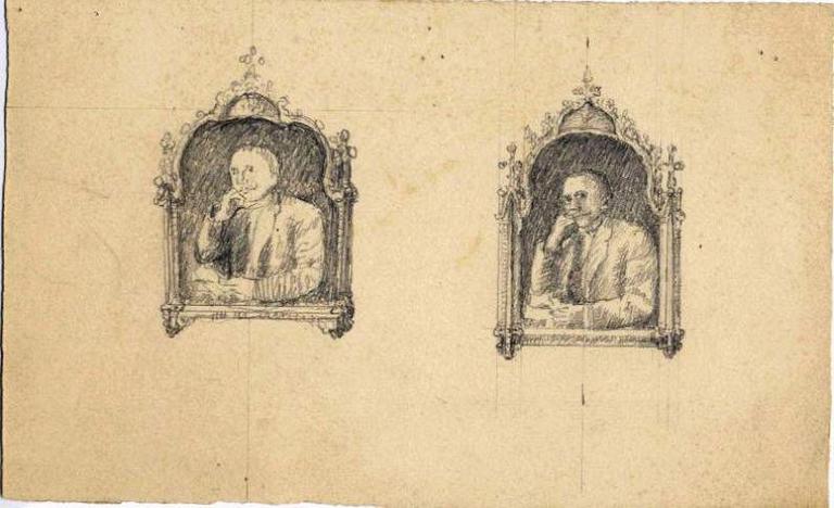 Deux portraits d'homme se tenant la tête (Titre factice)