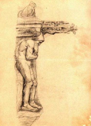 Homme en posture d'atlante (Titre factice)