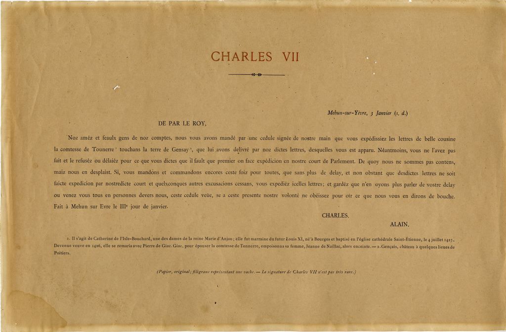 Lettre de Charles VII