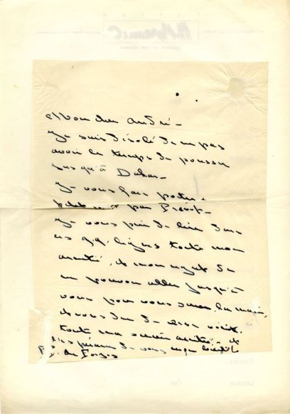 Courrier adressé à André Prévot par P. de Forges