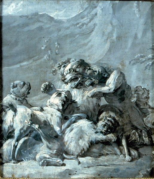 Ours attaqué par sept chiens ; Un Ours de Pologne arrêté par des chiens de forte race (autre titre)