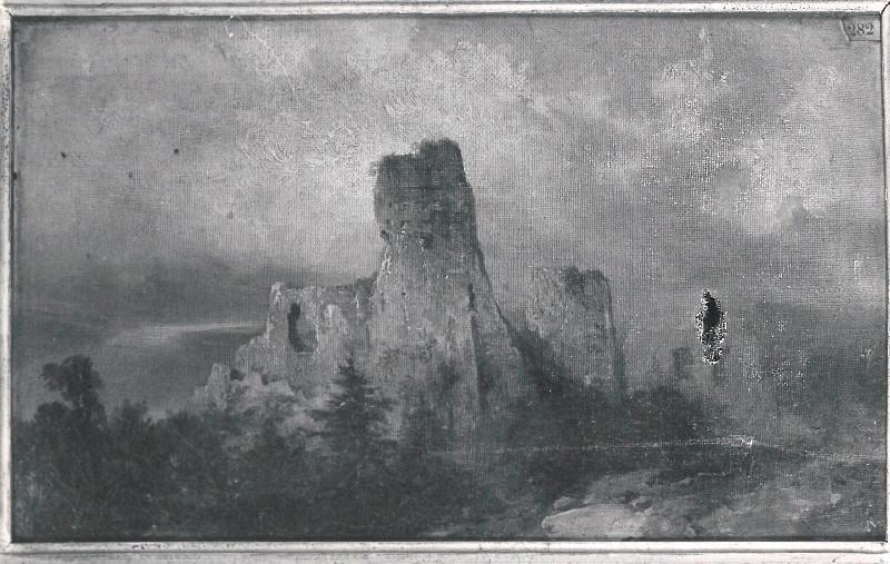 Paysage avec ruines d'un château fort