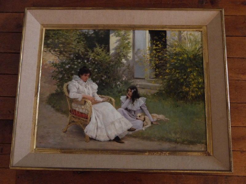 Mère et fille dans un jardin breton