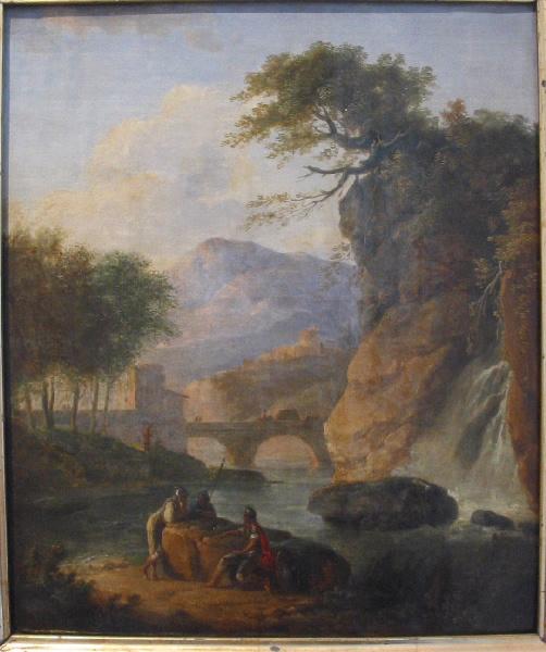 Paysage montagneux avec guerriers romains