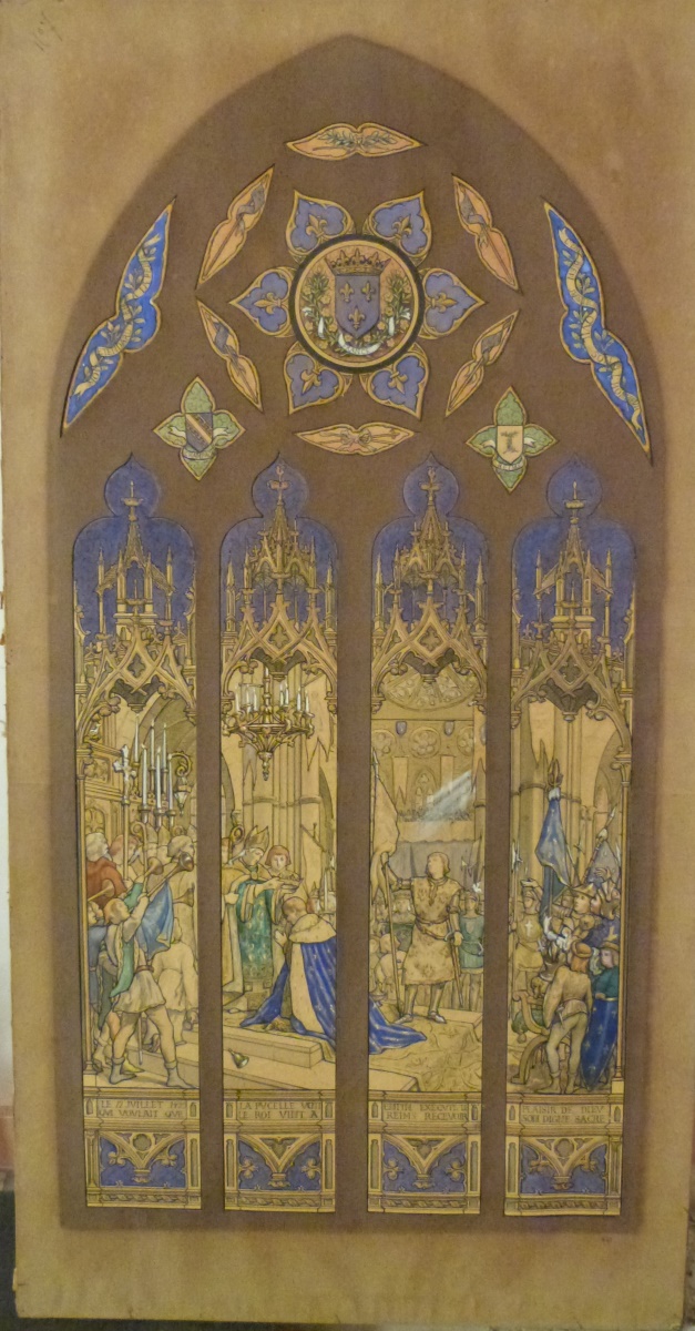 Sacre de Charles VII à Reims ; Esquisse de verrière sur la vie de Jeanne d'Arc