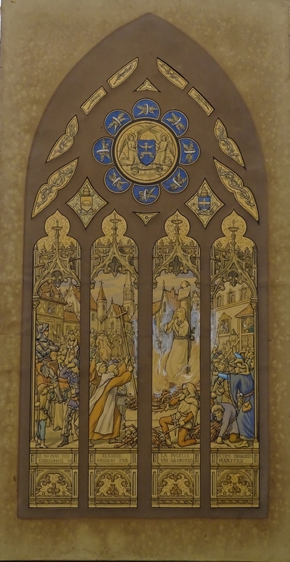 Jeanne d'Arc sur le bûcher ; Esquisse de verrière sur la vie de Jeanne d'Arc