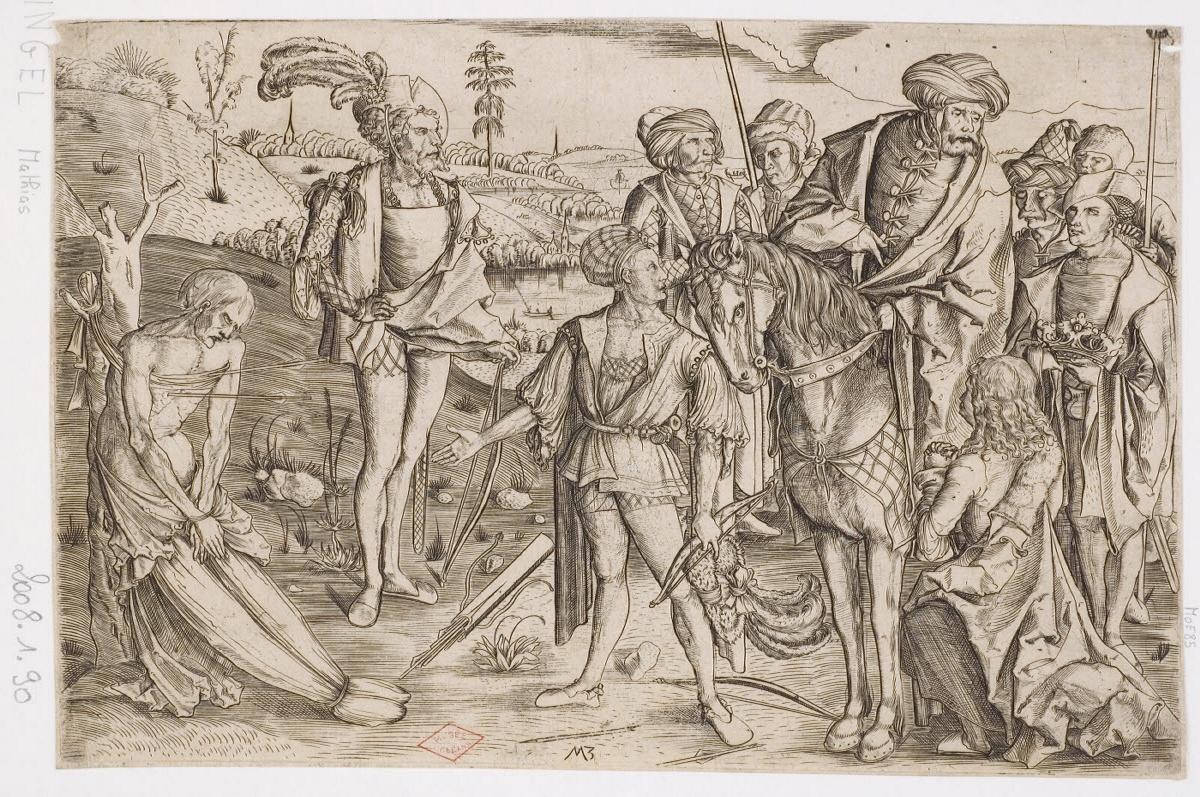 Les trois fils du roi tirant sur le corps de leur père