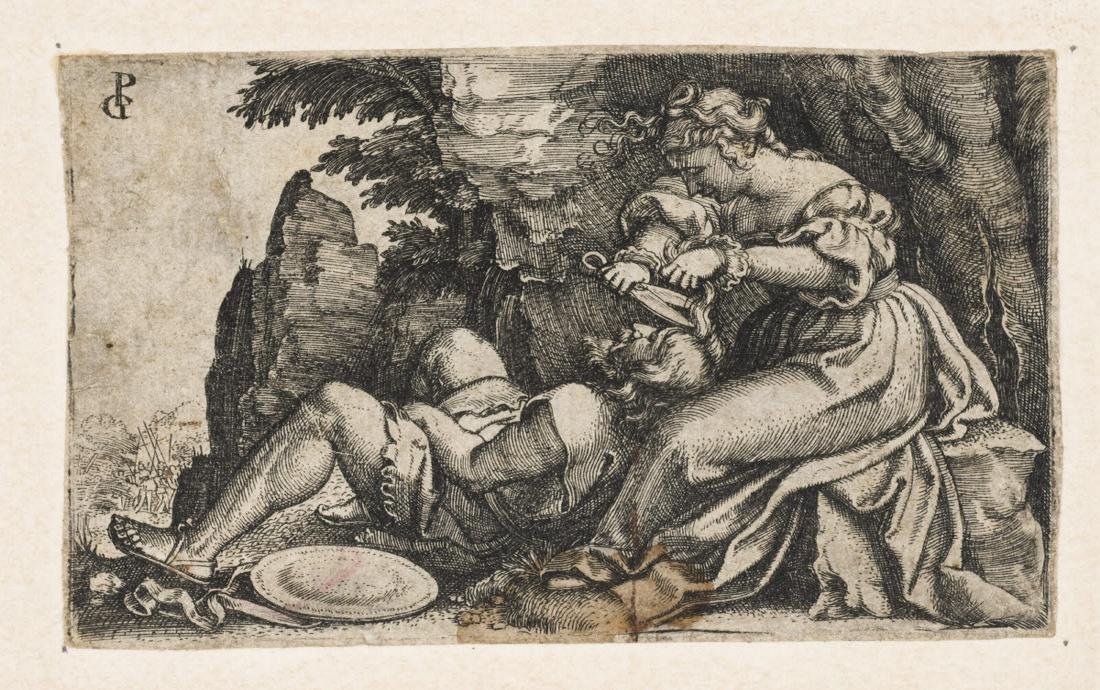 Dalila coupant les cheveux de Samson