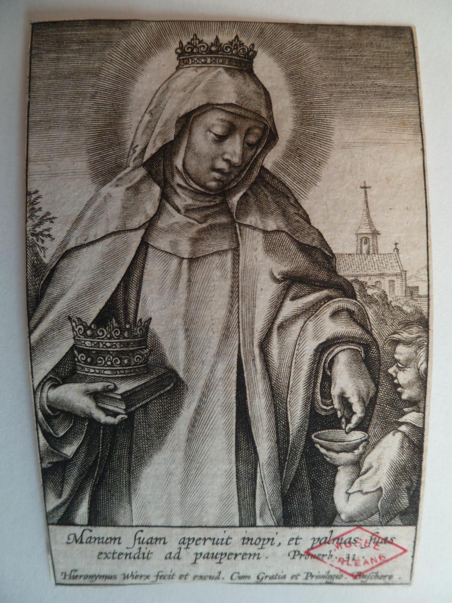 Une sainte faisant l'aumôme [Sainte Elisabeth de Hongrie ?]