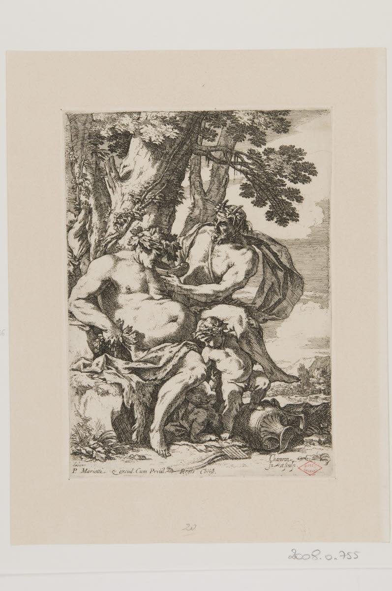 Bacchanale au satyre abreuvant Silène