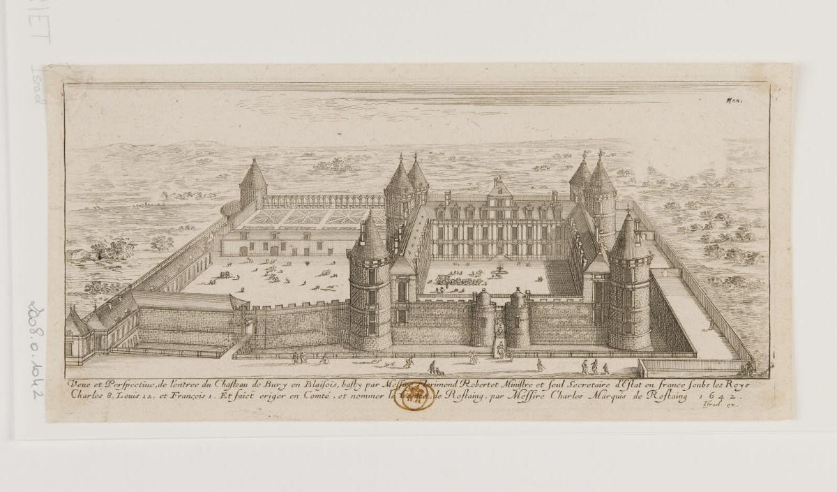 Vue et perspective de l'entrée du château de Bury en Blaisois