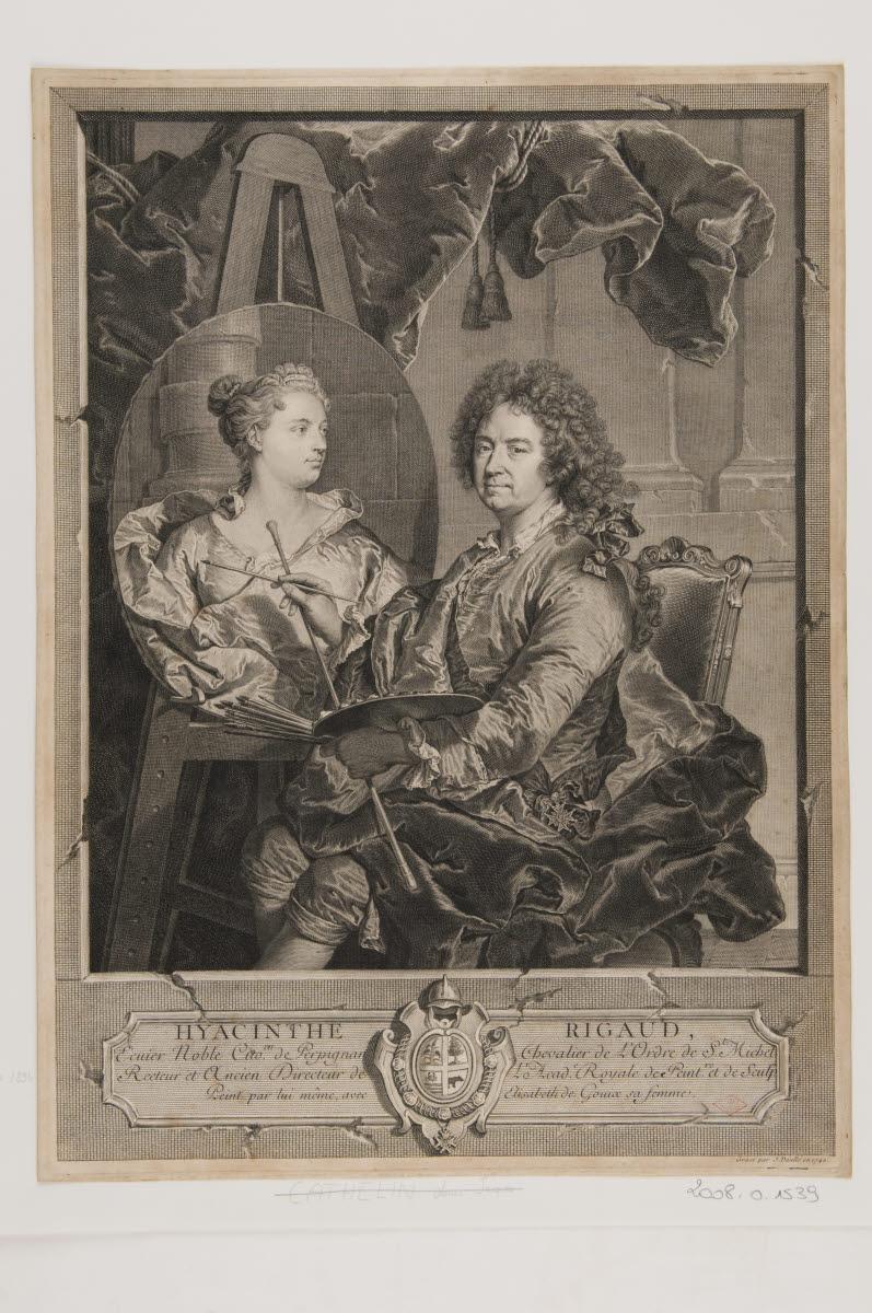 Hyacinthe Rigaud peignant le portrait de son épouse Elisabeth de Gouix