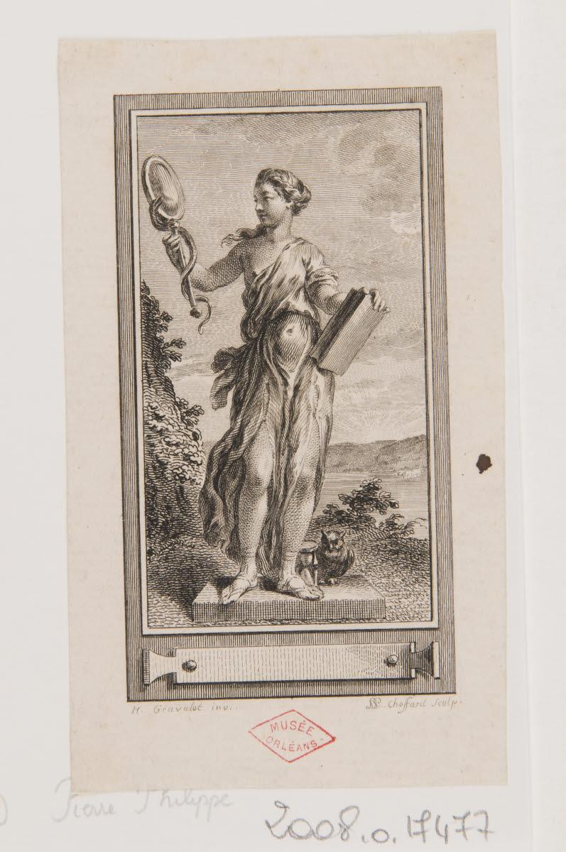 Allégorie féminine tenant un miroir et un livre