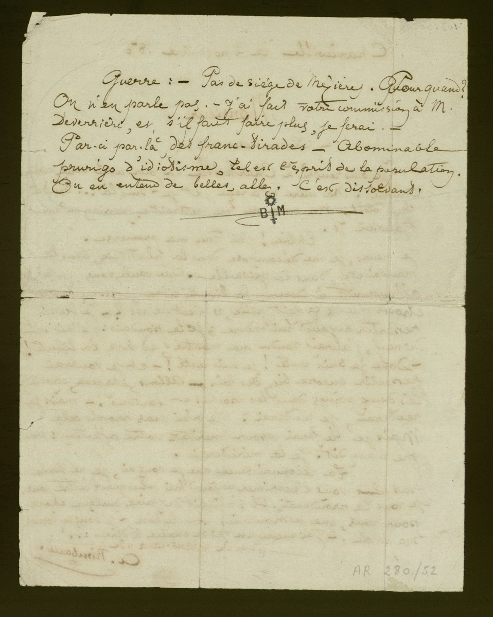Lettre du 2 novembre 1870 (titre d'usage)