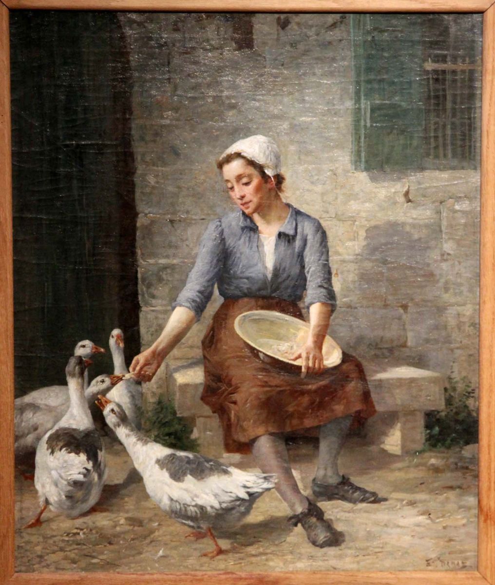 Femme donnant à manger à des oies (titre ancien) ; Paysanne donnant à manger à des oies (titre ancien)