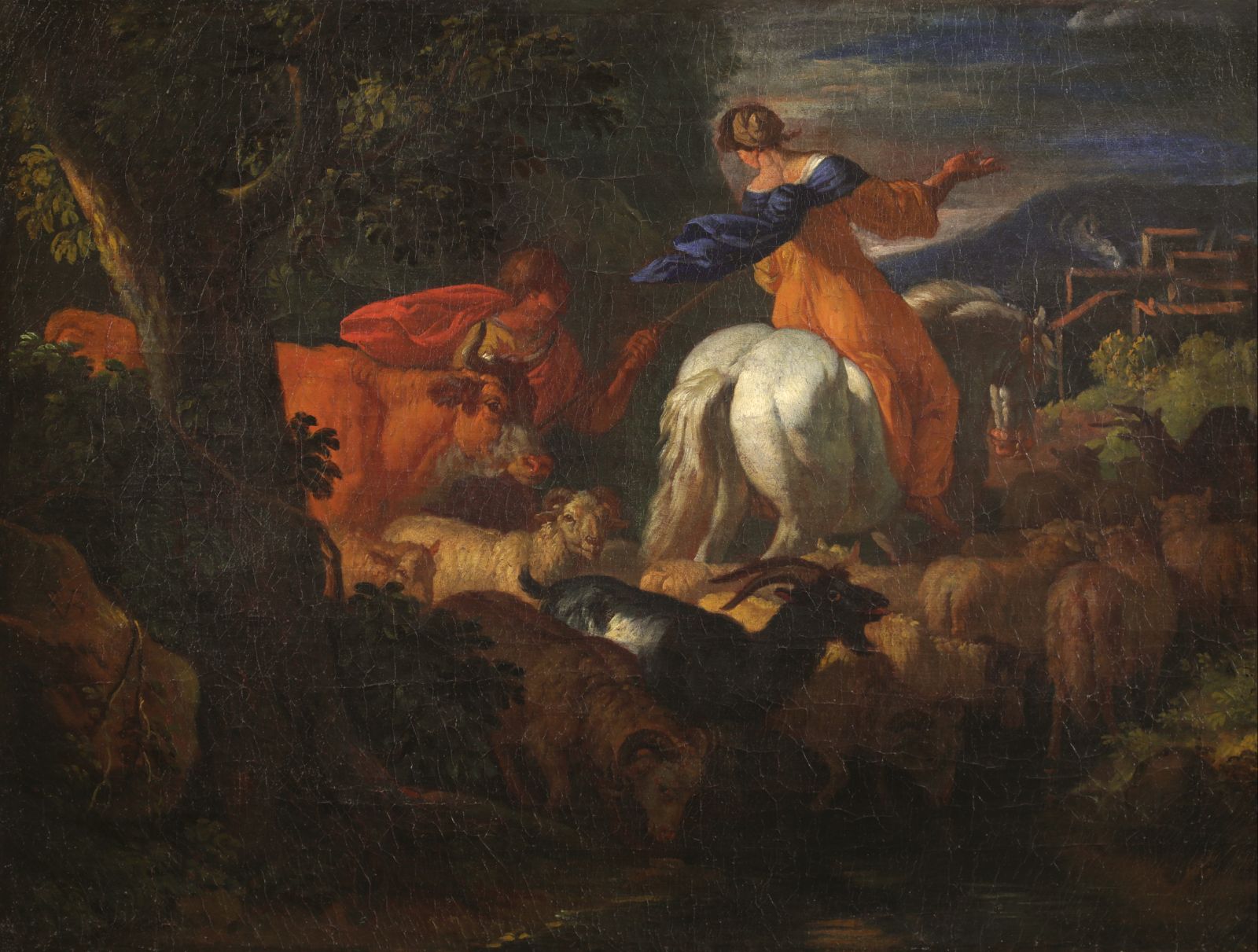 Le Retour du troupeau ; Paysage avec figure et animaux (autre titre)