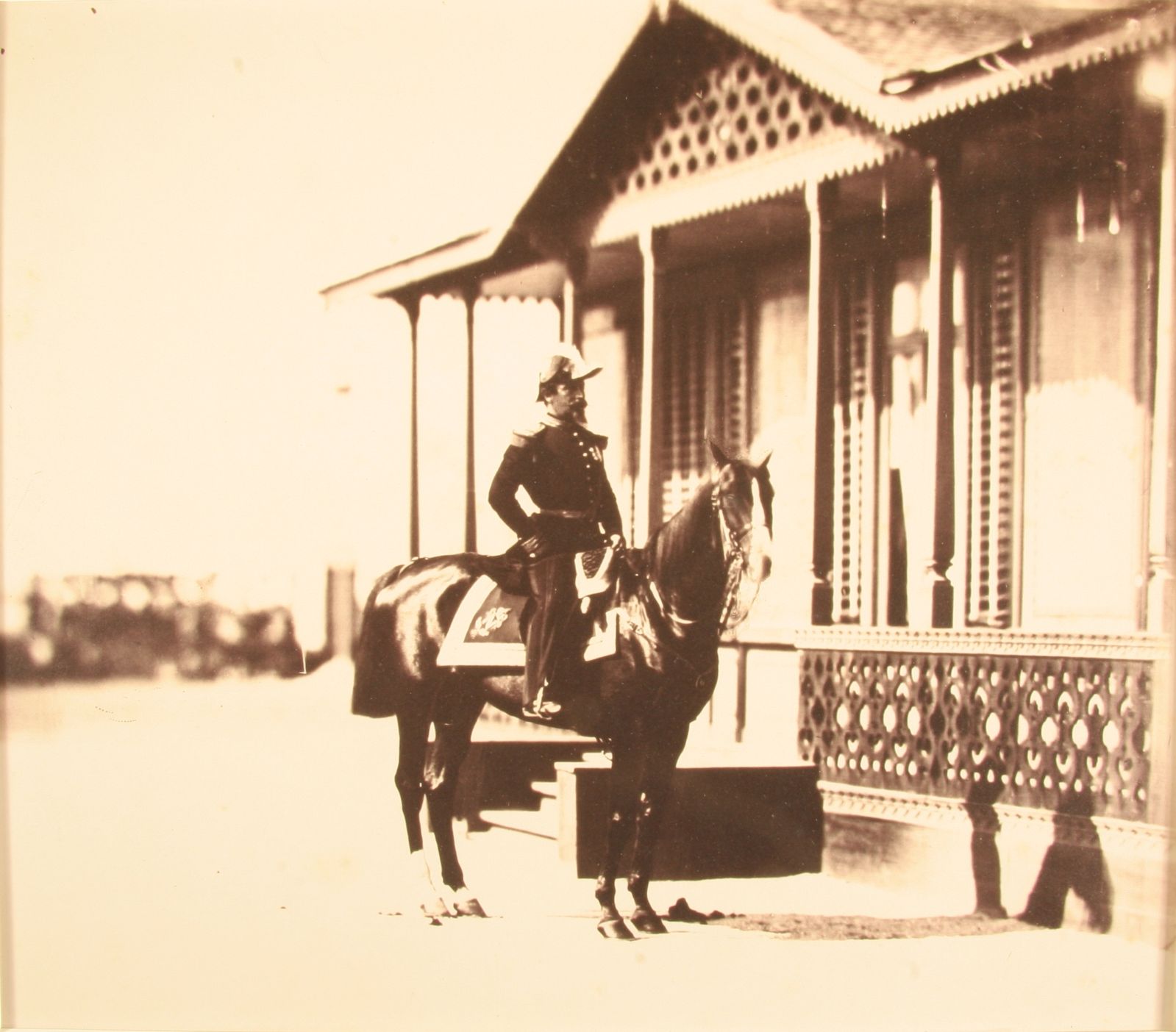 Camp de Châlons. Napoléon III devant le pavillon impérial
