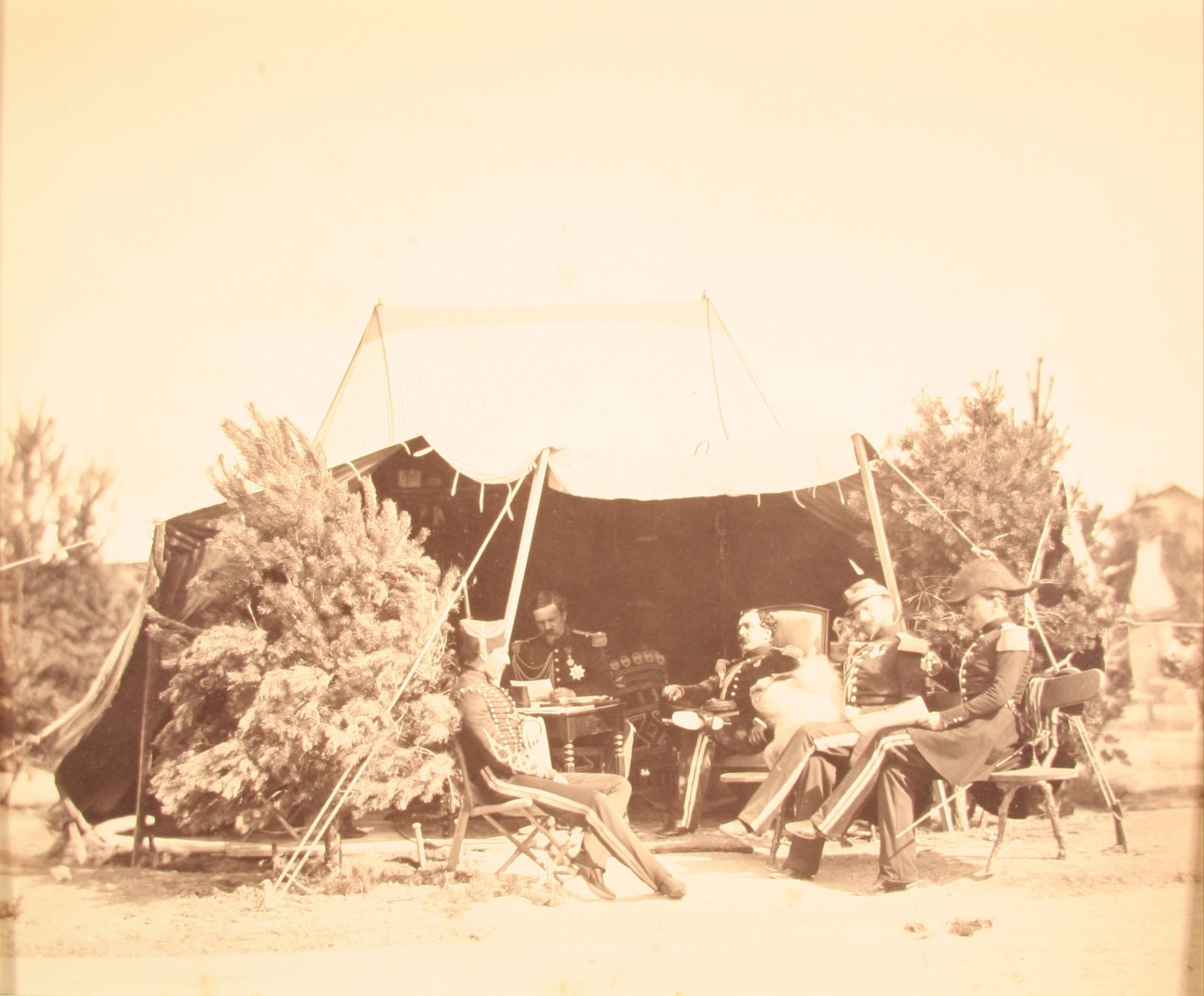 Camp de Châlons. Le lieutenant prince Murat, le général Fleury, le lieutenant Dectoulongeon, le lieutenant-colonel Lepic, le capitaine Verdière