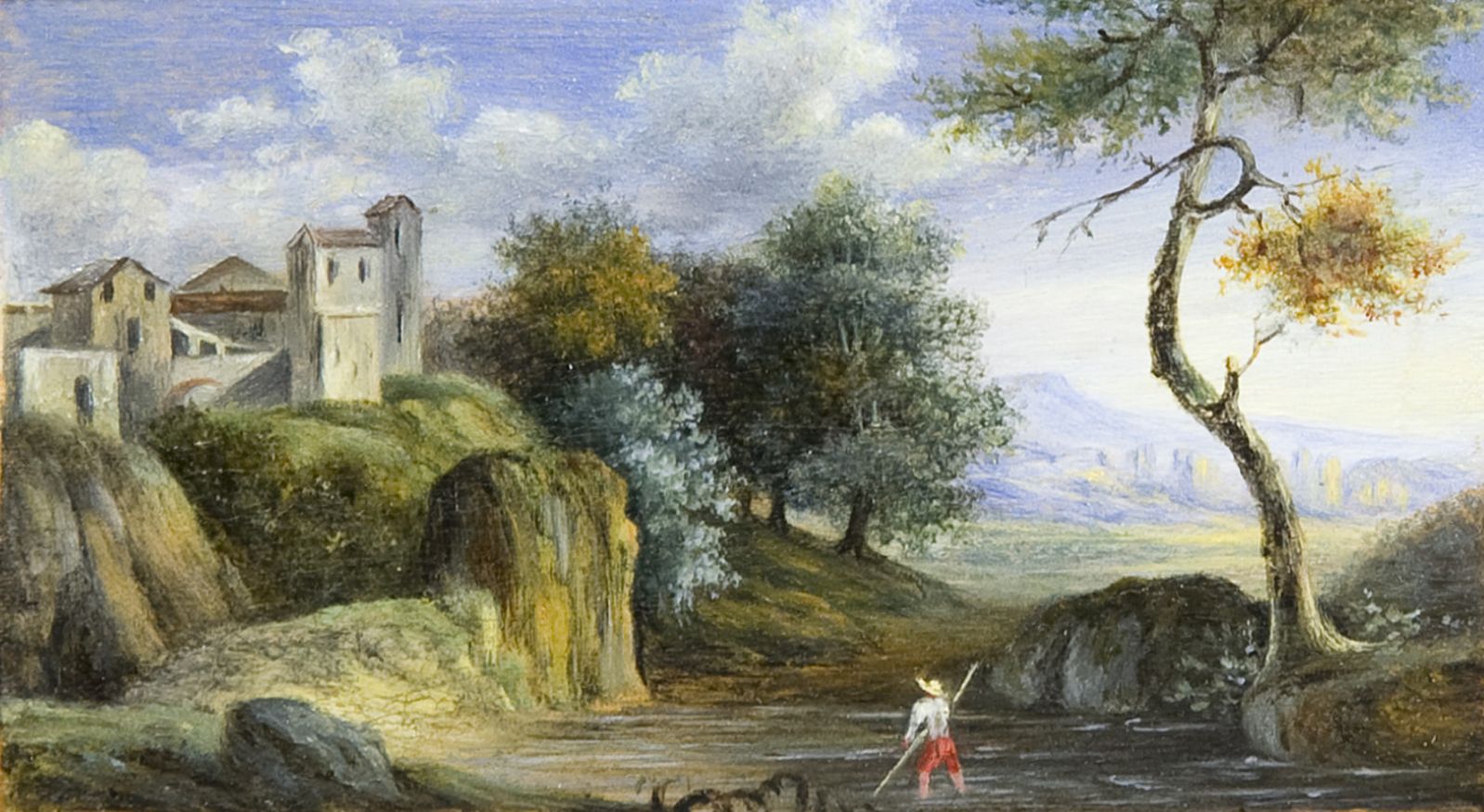 Paysage avec pêcheur