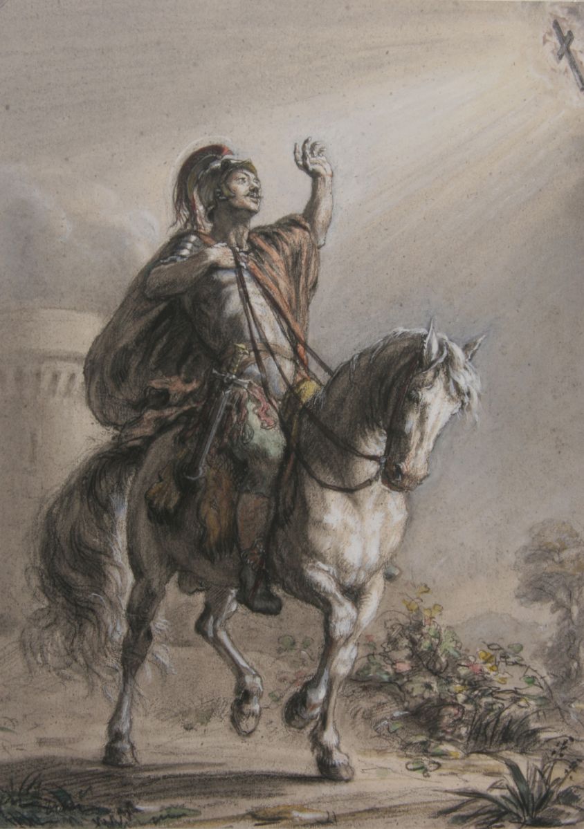 Guerrier à cheval, apparition de la Croix