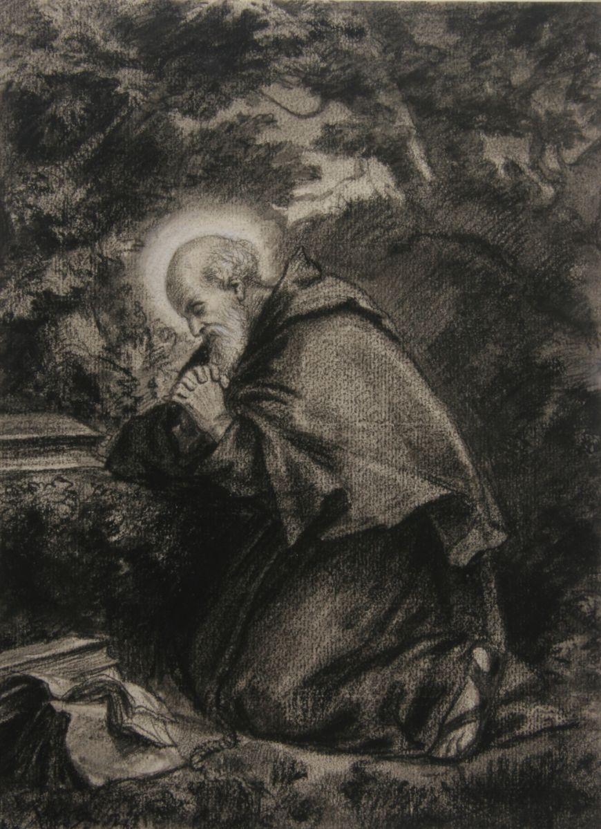 Saint (François d'Assise ?) en prière