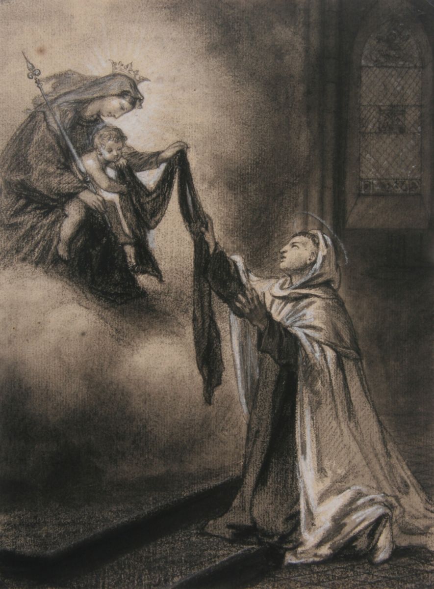Apparition de la Vierge à un saint agenouillé