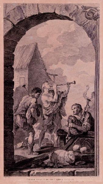 Musiciens jouant de la cornemuse et du hautbois