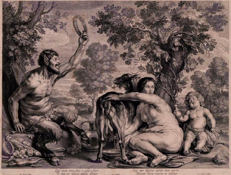 Jupiter enfant nourri par la chèvre Amalthée ; L'enfance de Jupiter