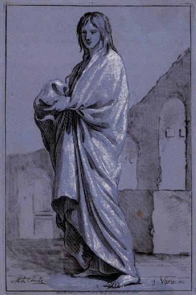 Académie de femme drapée à l'antique