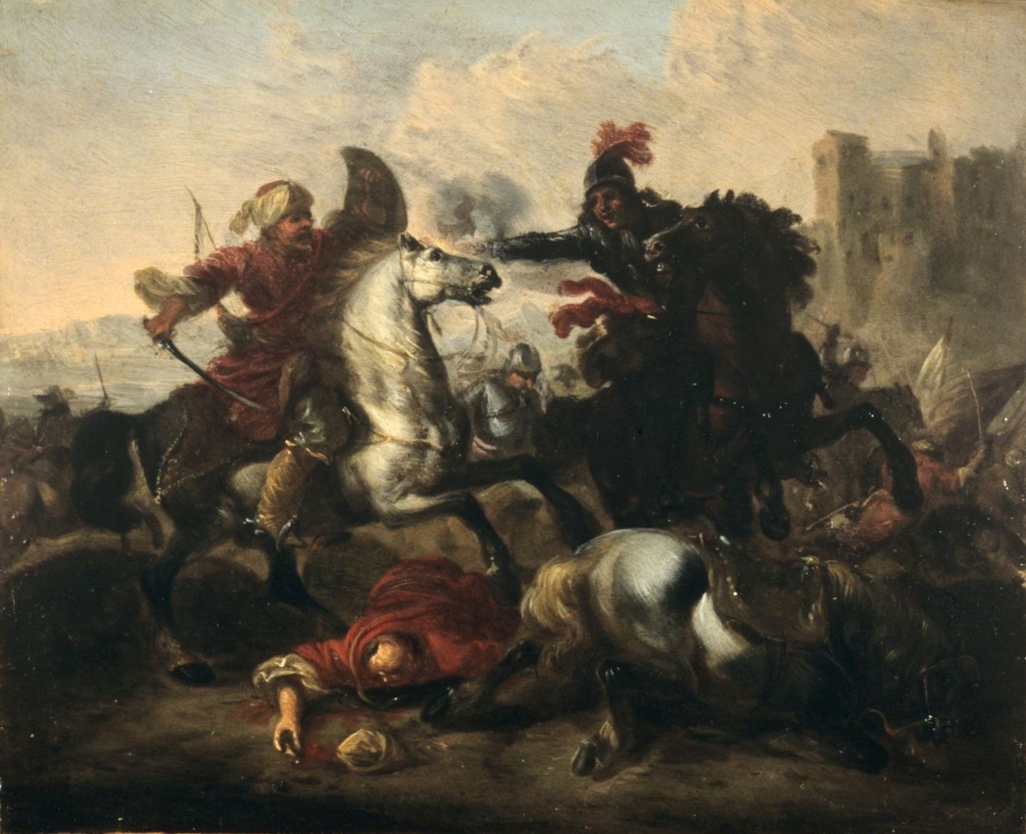 Combat près d'une forteresse