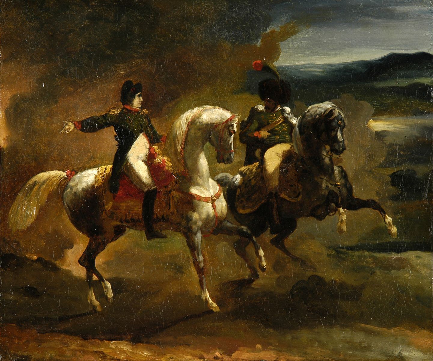 Napoléon donnant un ordre à un officier supérieur des Guides