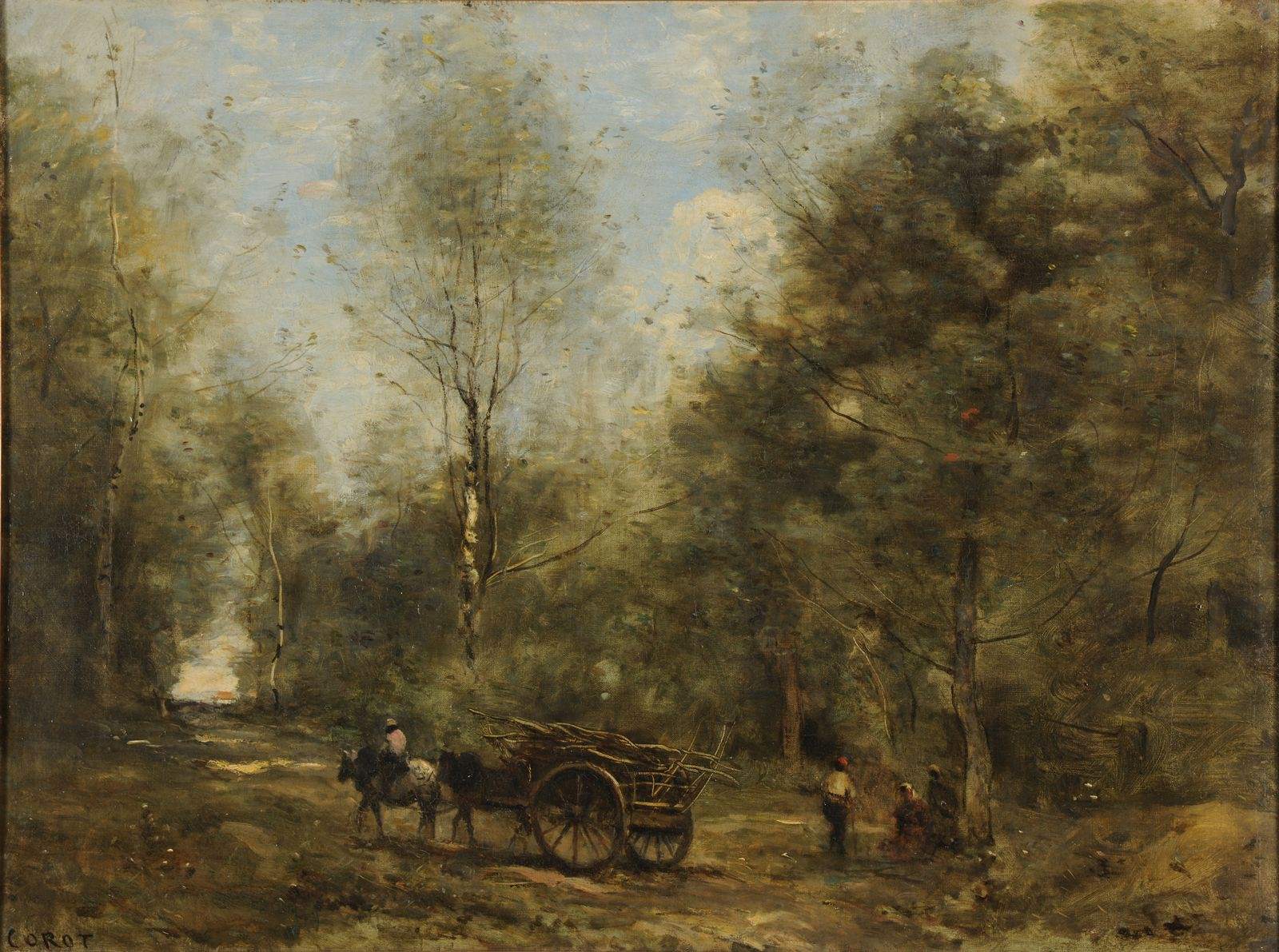 Une allée dans les bois de Wagnonville ; La Charrette