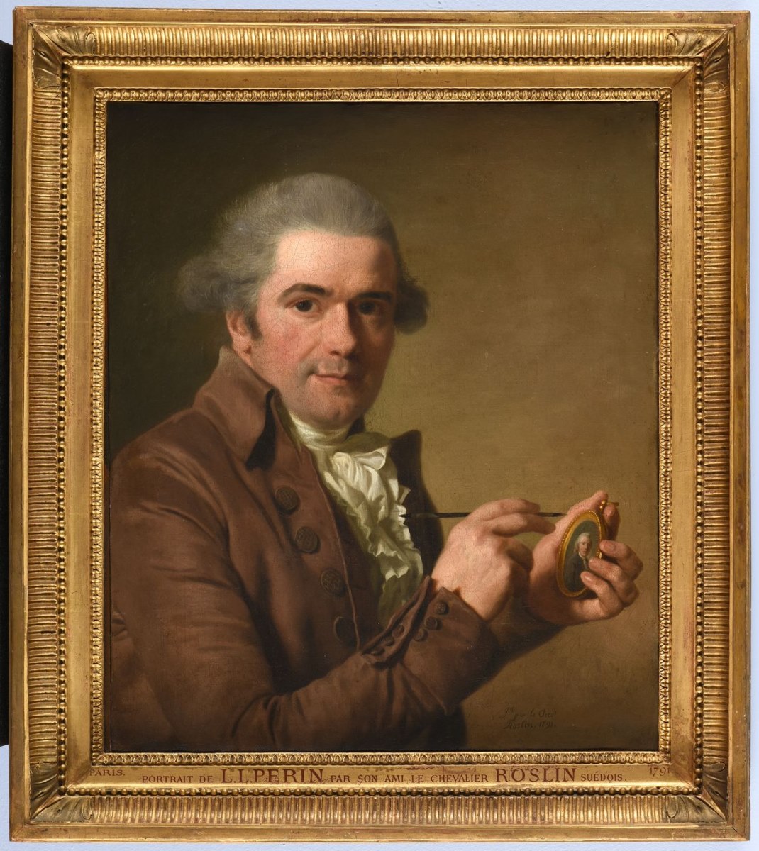 Lié-Louis Périn (titre inscrit à l'inventaire) ; Portrait d'un peintre corrigeant une miniature