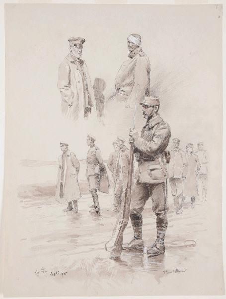 Prisonniers allemands et sentinelle
