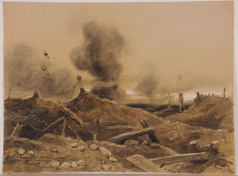 The no man's land (titre d'après le catalogue Lemétais) ; Tranchée durant un bombardement (ancien titre attribué)