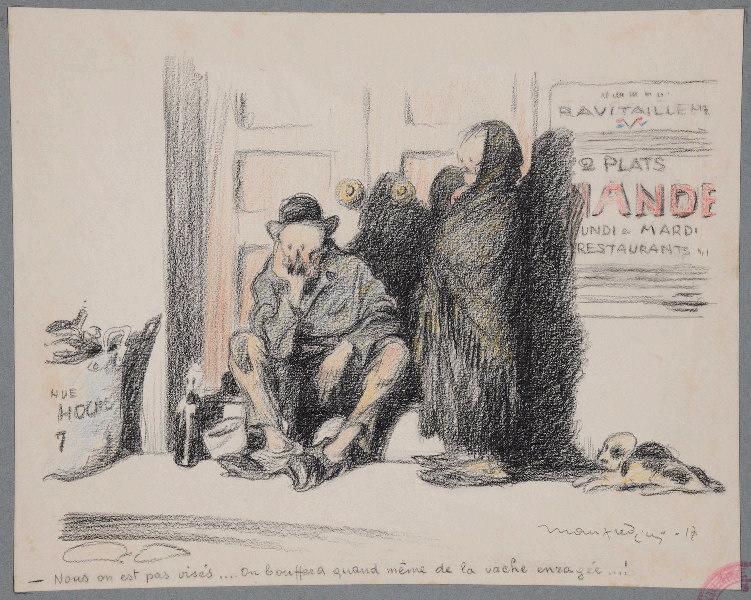Nous on est pas visés....On bouffera quand même de la vache enragée...! (titre inscrit) ; Jours sans viande (titre catalogue Lemetais)
