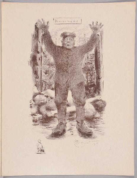 Kamerade (titre inscrit) ; Singe accroupi (titre d'après la représentation, remarque lithographiée dans la marge)