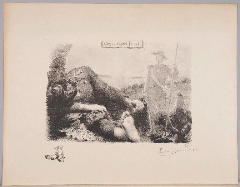 L'Ogre et le petit Poucet (titre inscrit) ; Paire de bottes (titre d'après la représentation, remarque à l'encre dans la marge)