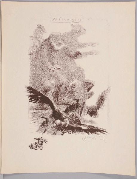 Les Aveugles (titre inscrit) ; Cavalier désarçonné (titre d'après la représentation, remarque lithographiée dans la marge)