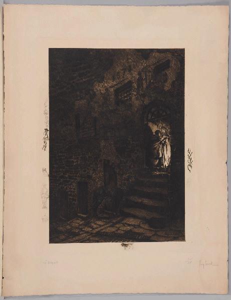 Le Départ (titre inscrit) ; Soldat, chien, crâne (titre d'après la représentation, remarques gravées dans la marge)