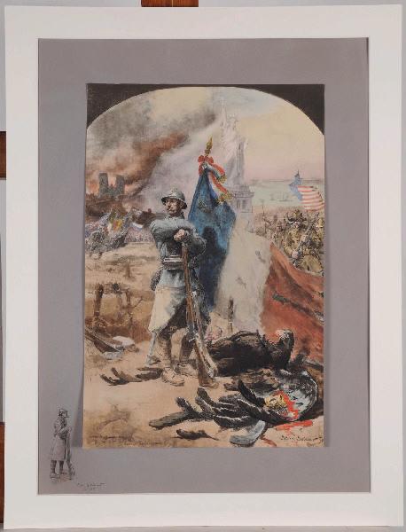 Tous en avant pour la Liberté (titre attribué ; titre collection Lemétais) ; Victoire (ancien titre) ; Soldat français en pied de profil (remarque dans la marge, à gauche)