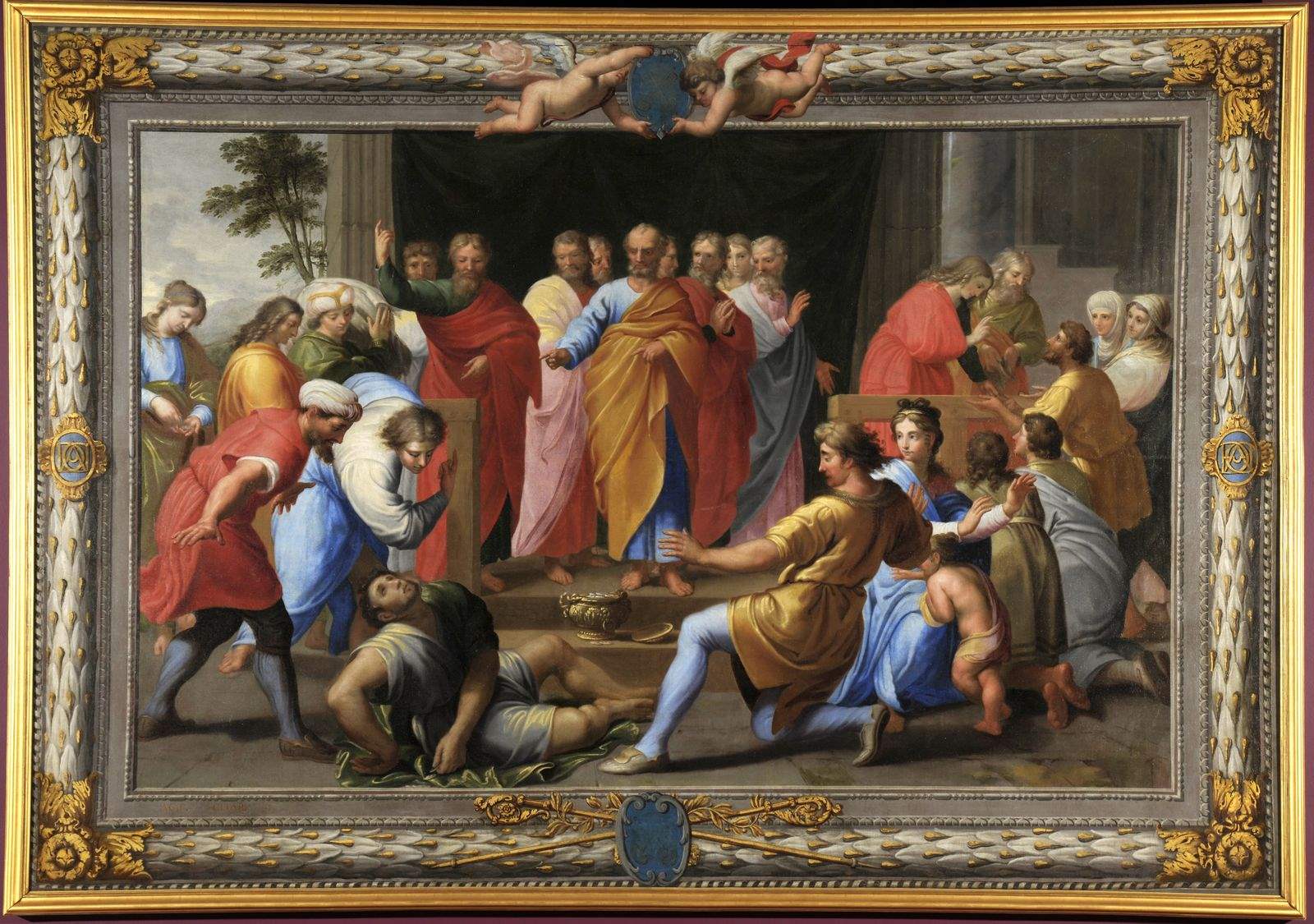 Saint Pierre frappe de mort Ananie ; Punition d'Ananie