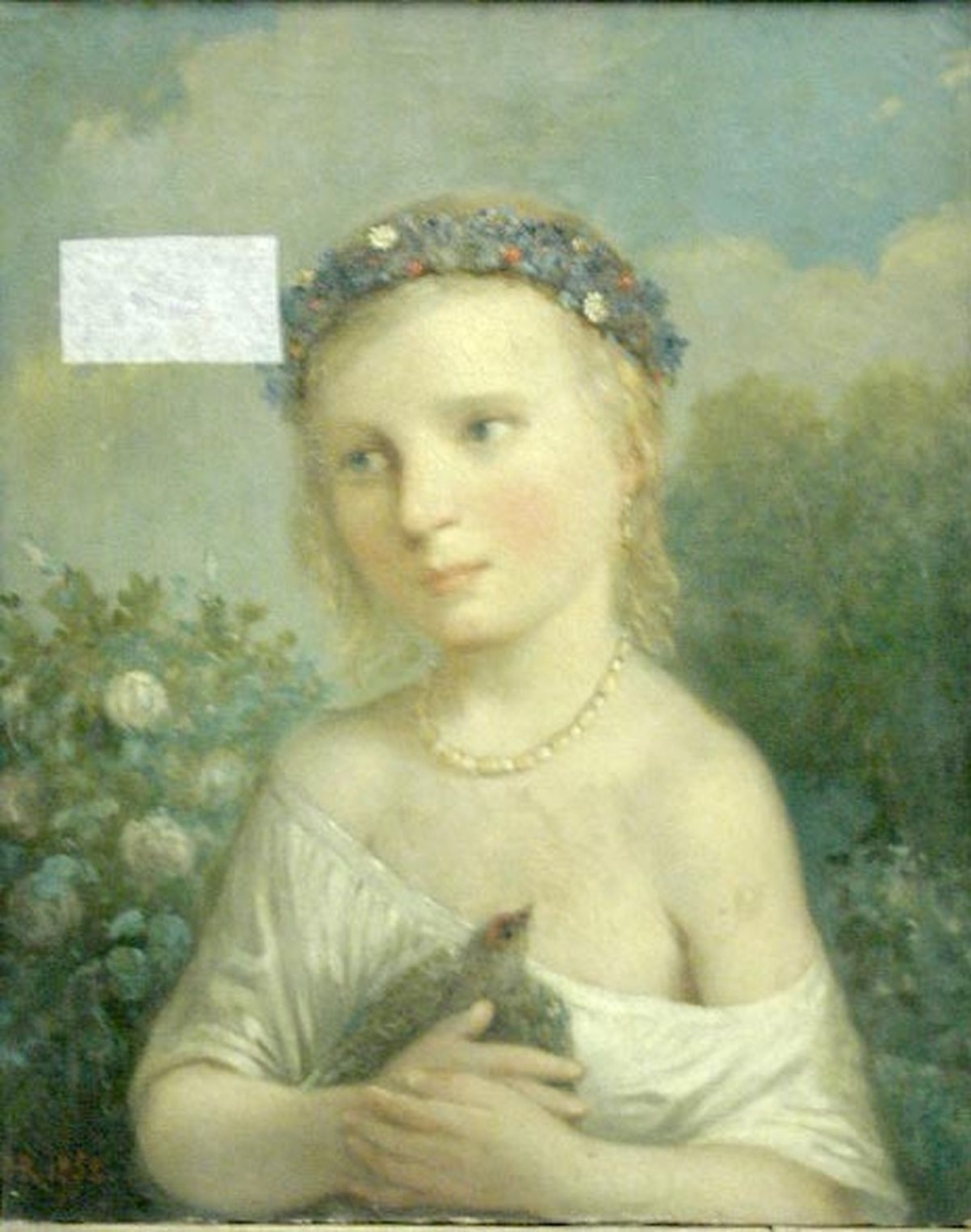 Jeune fille tenant un oiseau ; Portrait de Mademoiselle Arnould