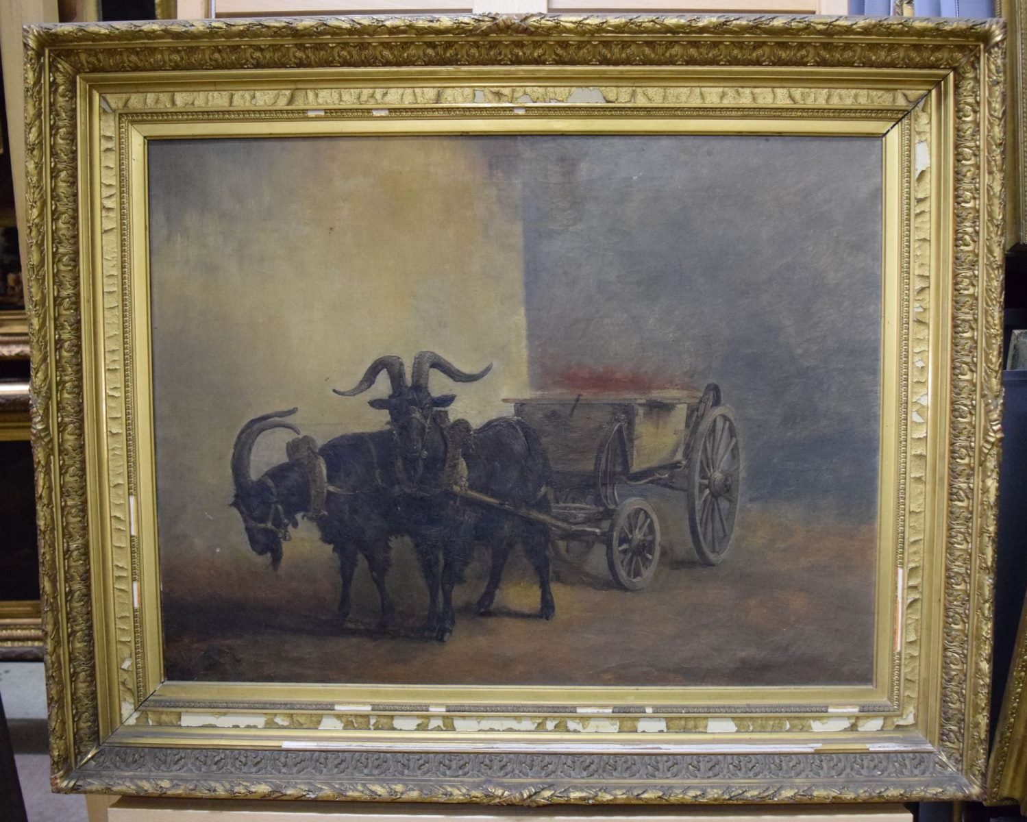 Charrette tirée par deux chèvres noires ; Charrette traînée par deux chèvres noires