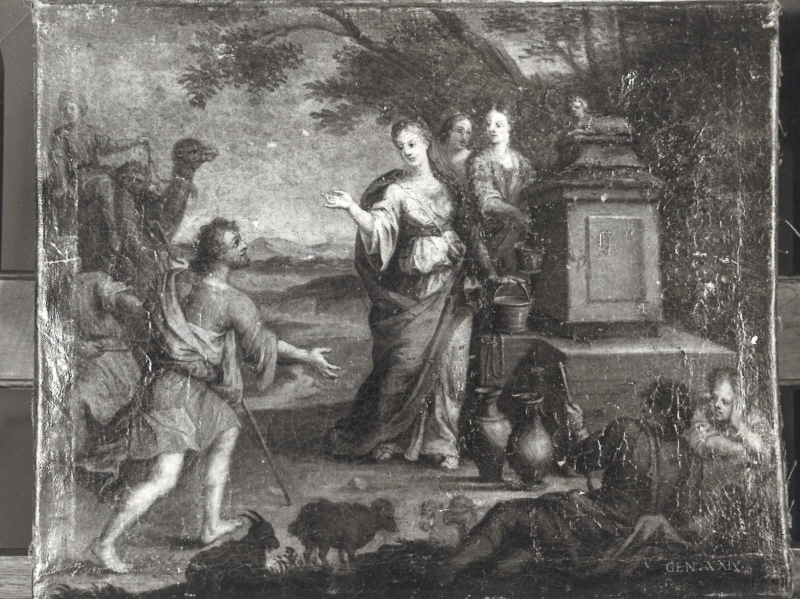 Rencontre de Rebecca et du serviteur d'Abraham au puits (titre attribué) ; Éliézer et Rebecca (autre titre attribué)