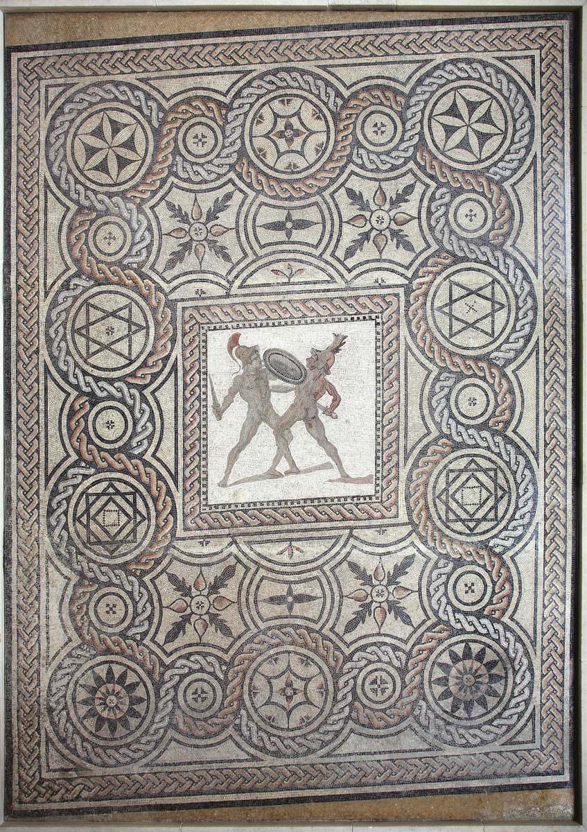 Mosaïque des combattants (titre attribué) ; Mosaïque des Gladiateurs (titre inscrit à l'inventaire)