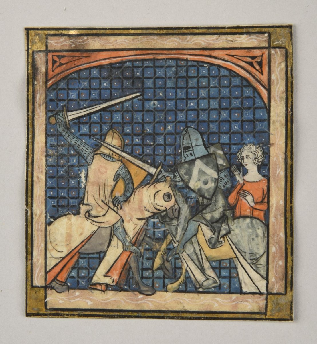 Le Roman de Laurin ; Scène de chevalerie (titre publié (Sartor, 1909)) ; miniature (titre publié (Loriquet, 1881))