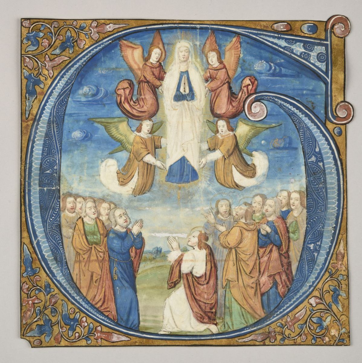 Lettre G : L'Assomption (titre publié (Sartor, 1909)) ; Lettre G : L'Assomption de la Vierge en présence des Apôtres (titre publié (Loriquet, 1881)) ; Antiphonaire