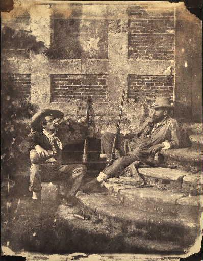 Les chasseurs sur le perron d'Argentelle (à gauche Louis Dodier)