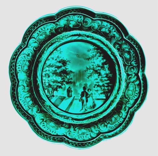 assiette à décor de paysage
